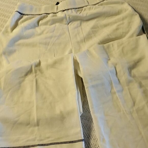 Vintage Cotton Embellished Cinched White Accented Blue Seams Pocketed Sz M Pants - Picture 7 of 7